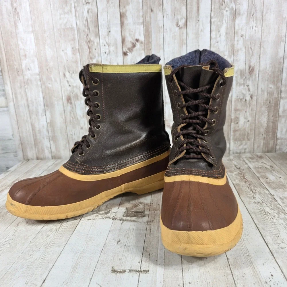 Sorel Arctic Pac Mens Vintage‎ Brown Leather Rubber Winter Duck Boots Canada
